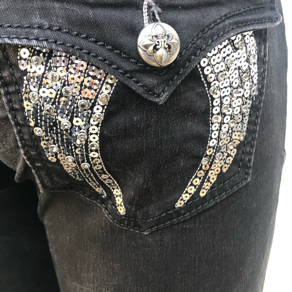 Miss Me Angel Wings Black Jegging Size 28 - image 3